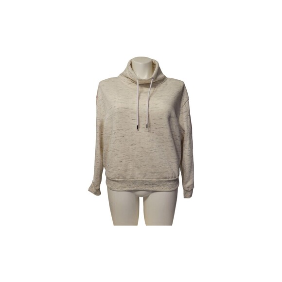 Reflex Tops - Reflex Cropped Sweatshirt Women Medium Beige High Neck Drawstring Long Sleeve